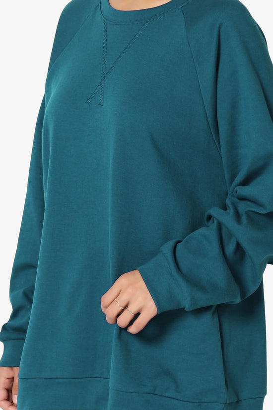 Carlene Cotton Raglan Sleeve Pullover Top TEAL_5