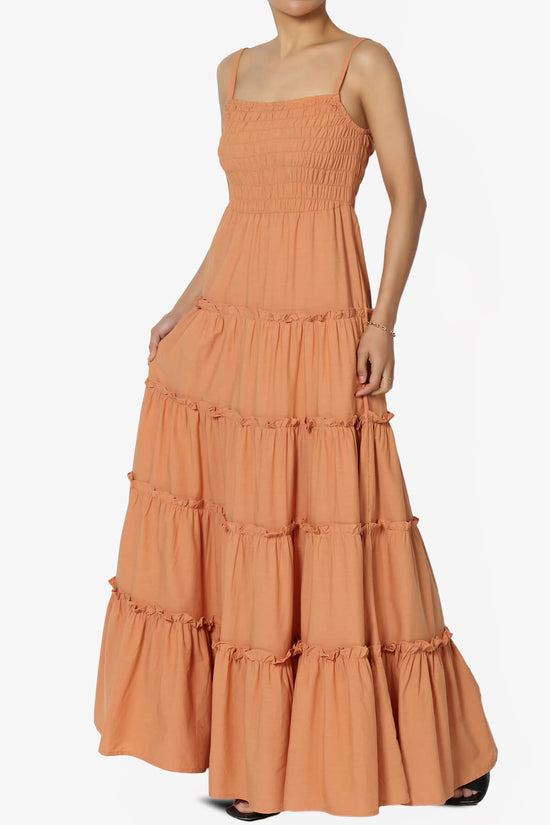 Cassie Smocked Cami Tiered Maxi Dress BUTTER ORANGE_3
