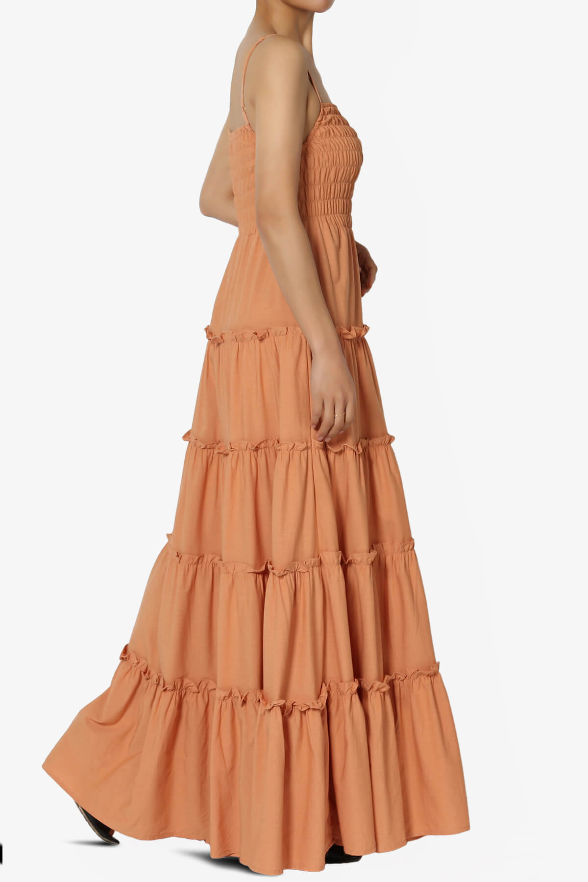 Cassie Smocked Cami Tiered Maxi Dress BUTTER ORANGE_4