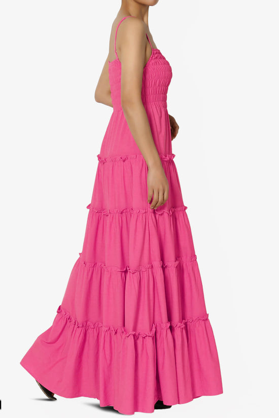 Cassie Smocked Cami Tiered Maxi Dress FUCHSIA_4