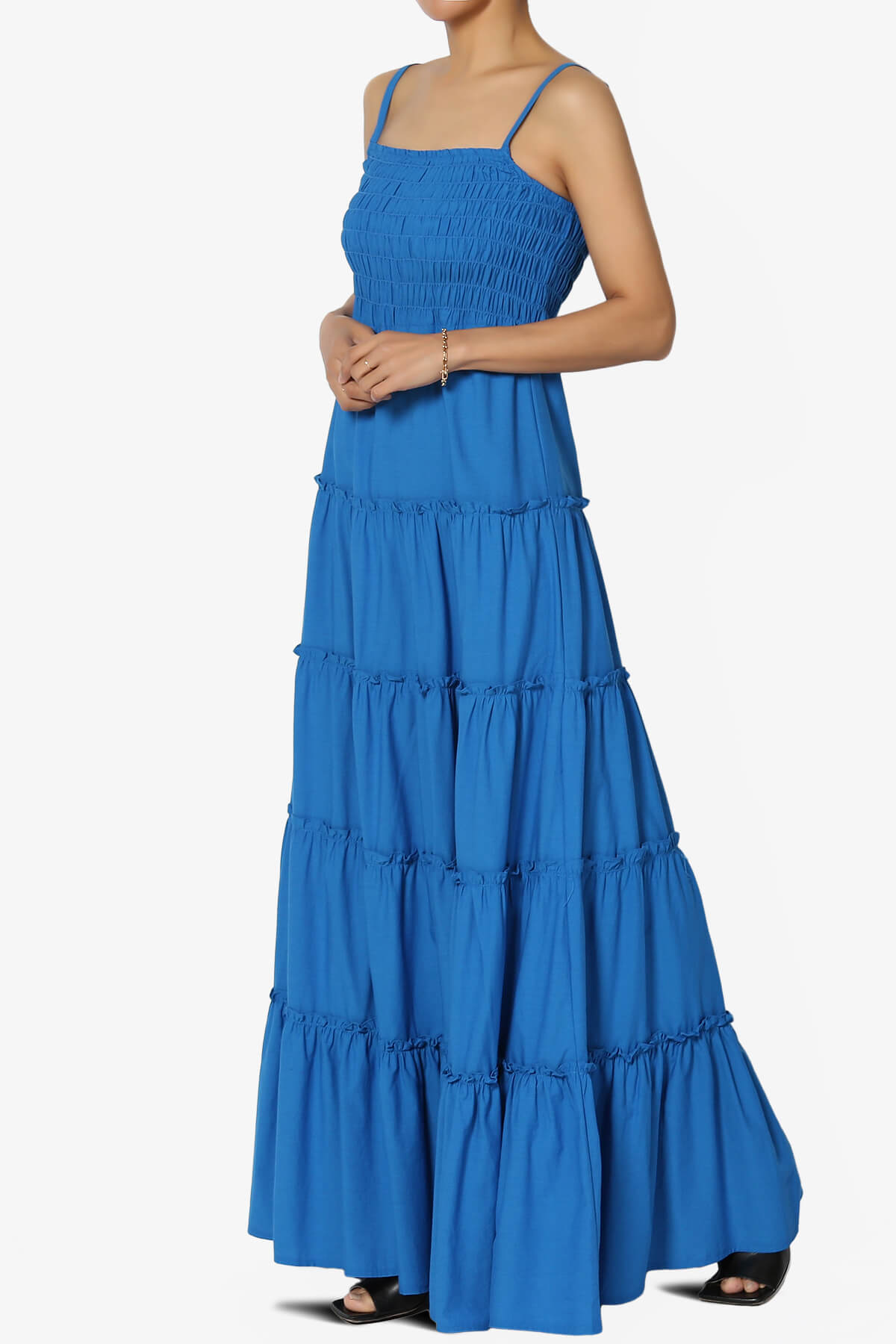 Cassie Smocked Cami Tiered Maxi Dress OCEAN BLUE_3