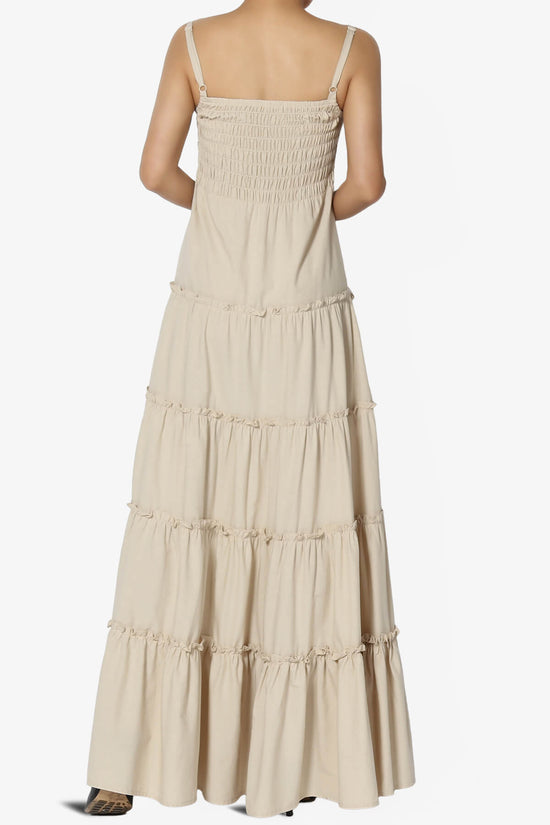 Cassie Smocked Cami Tiered Maxi Dress SAND BEIGE_2