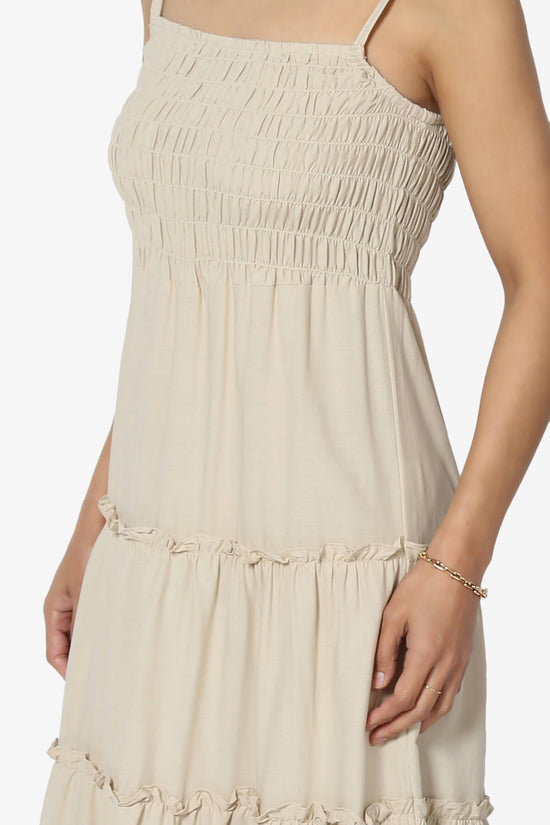 Cassie Smocked Cami Tiered Maxi Dress SAND BEIGE_5