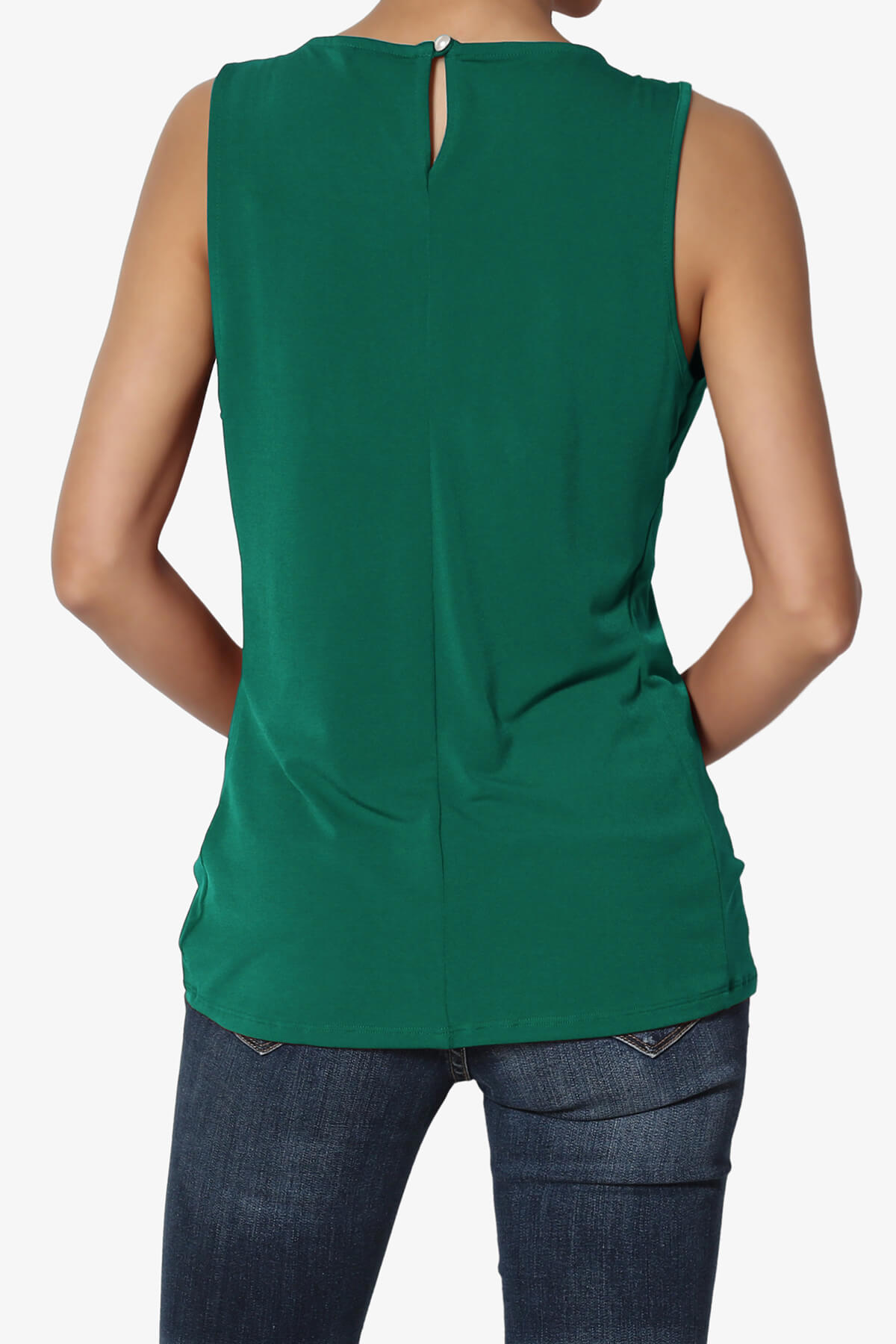 Chaffee Pleat Neck Tank Top DEEP GREEN_2