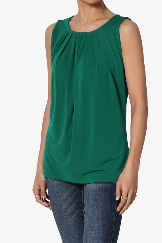 Chaffee Pleat Neck Tank Top DEEP GREEN_3