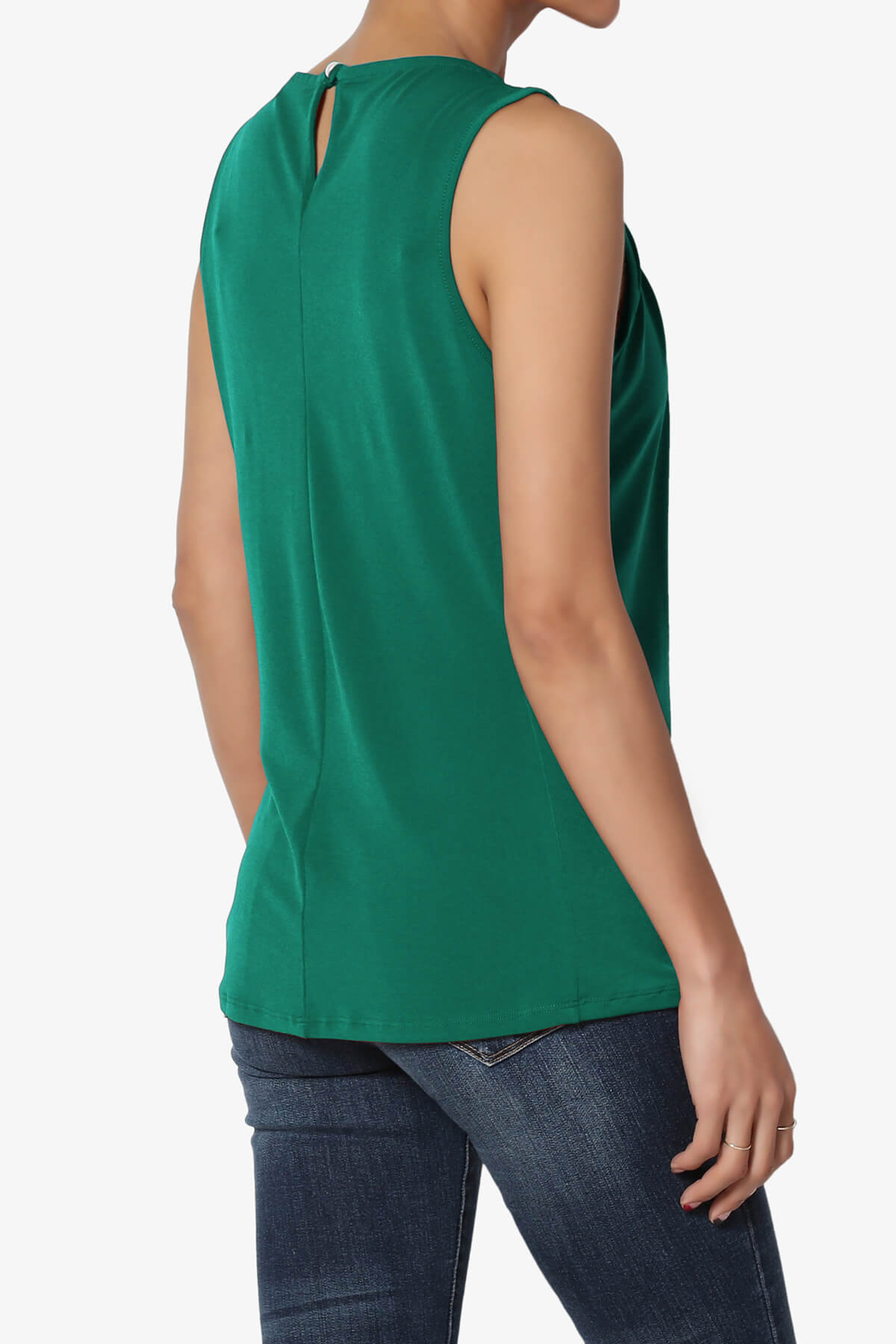 Chaffee Pleat Neck Tank Top DEEP GREEN_4