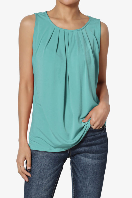 Chaffee Pleat Neck Tank Top DUSTY TEAL_1