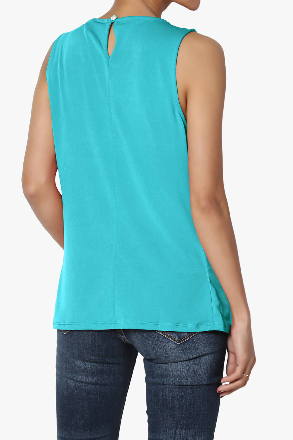 Chaffee Pleat Neck Tank Top ICE BLUE_2