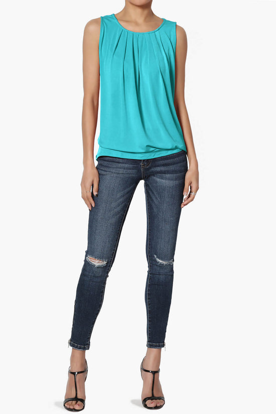 Chaffee Pleat Neck Tank Top ICE BLUE_6