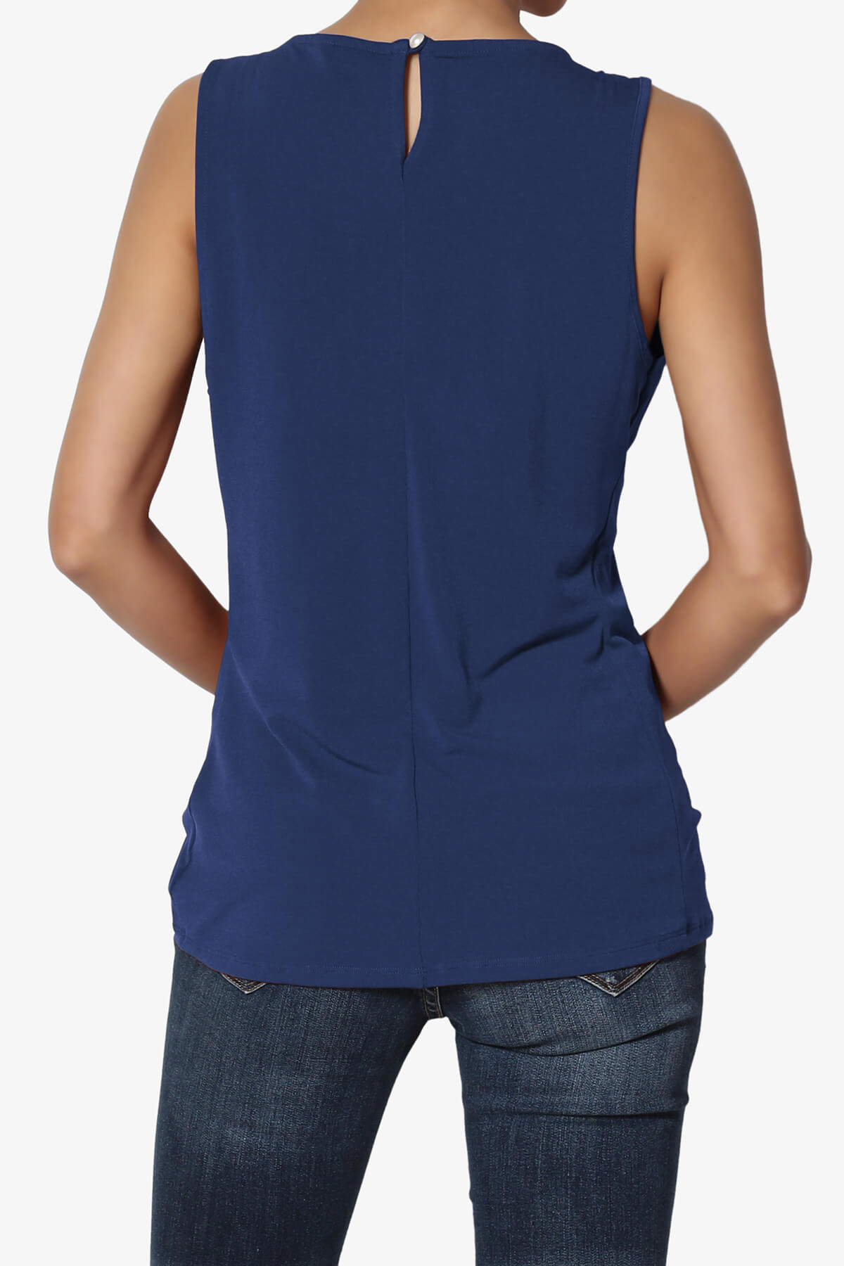Chaffee Pleat Neck Tank Top LIGHT NAVY_2