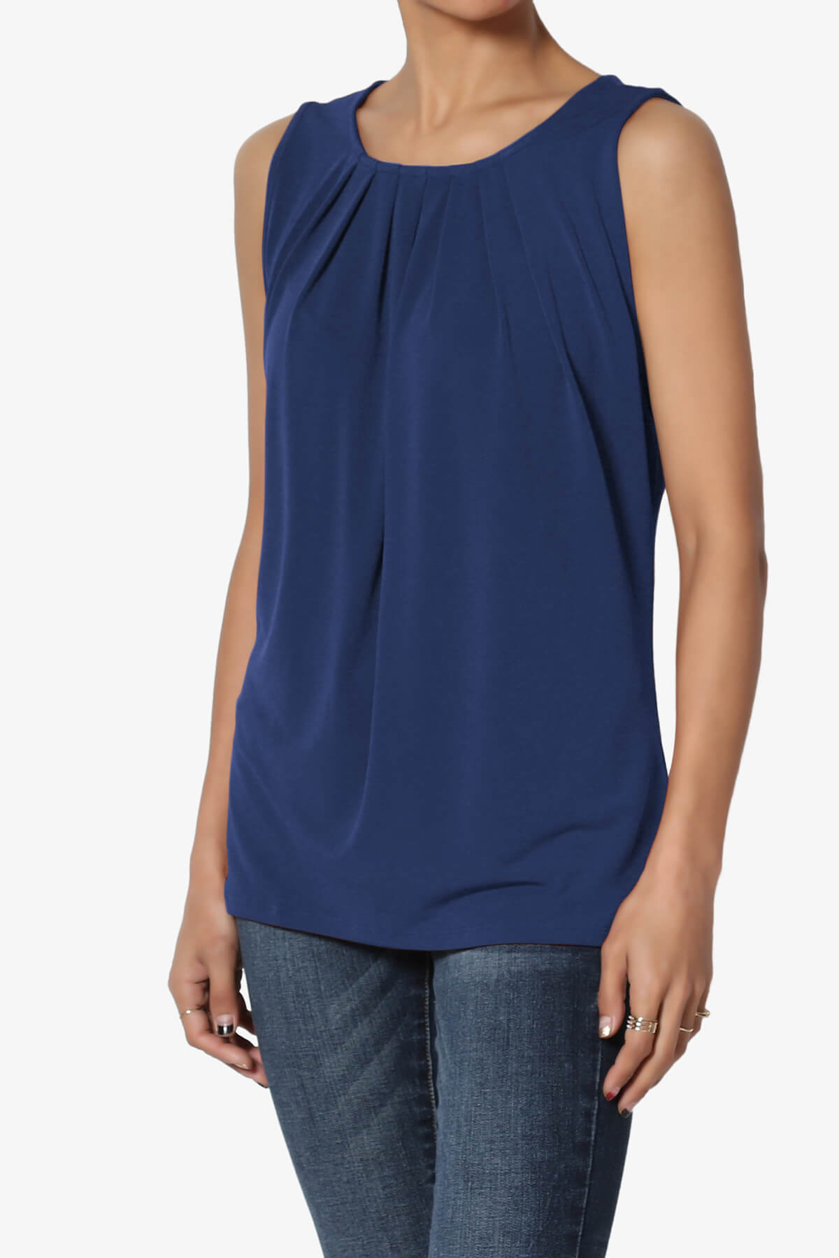 Chaffee Pleat Neck Tank Top LIGHT NAVY_3