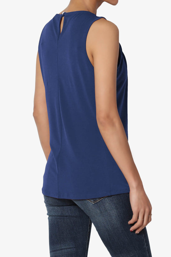 Chaffee Pleat Neck Tank Top LIGHT NAVY_4