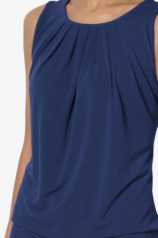 Chaffee Pleat Neck Tank Top LIGHT NAVY_5
