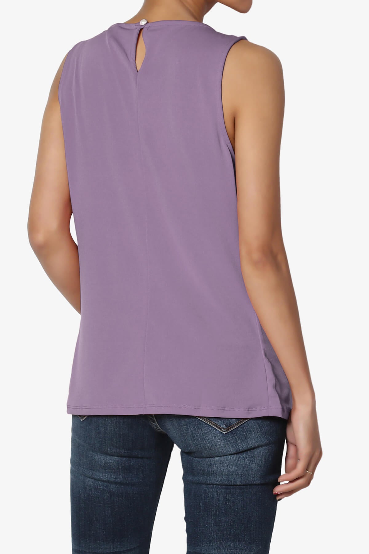 Chaffee Pleat Neck Tank Top LILAC GREY_2