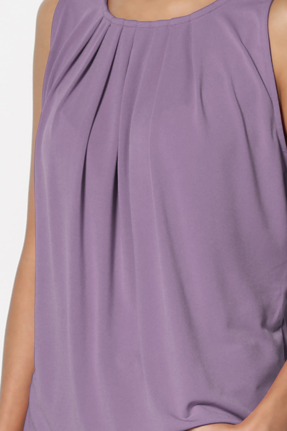 Chaffee Pleat Neck Tank Top LILAC GREY_5