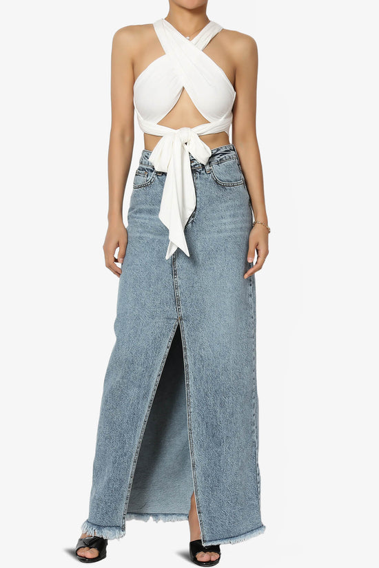 Clementine Multi Way Scarf Wrap Crop Top IVORY_6