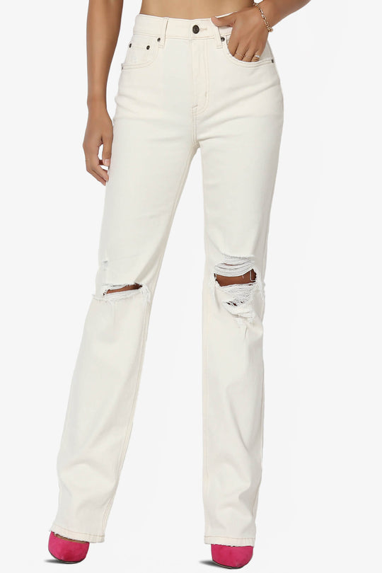 Codi Super High Rise Dad Boyfriend Jeans in Ivory