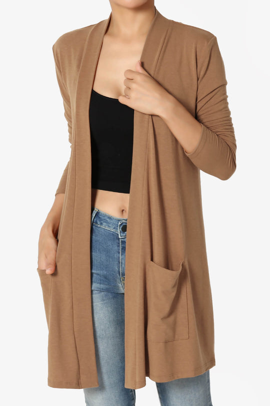 Daday Long Sleeve Pocket Open Front Cardigan PLUS
