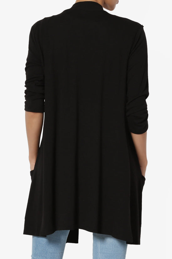 Daday Slouchy Pocket 3/4 Sleeve Cardigan BLACK_2