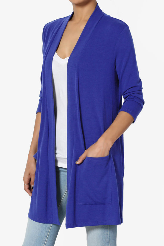 Daday Slouchy Pocket 3/4 Sleeve Cardigan BRIGHT BLUE_3