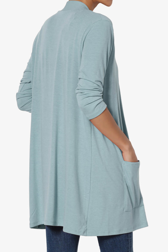 Daday Slouchy Pocket 3/4 Sleeve Cardigan DUSTY BLUE_4