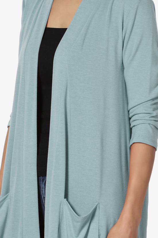 Daday Slouchy Pocket 3/4 Sleeve Cardigan DUSTY BLUE_5