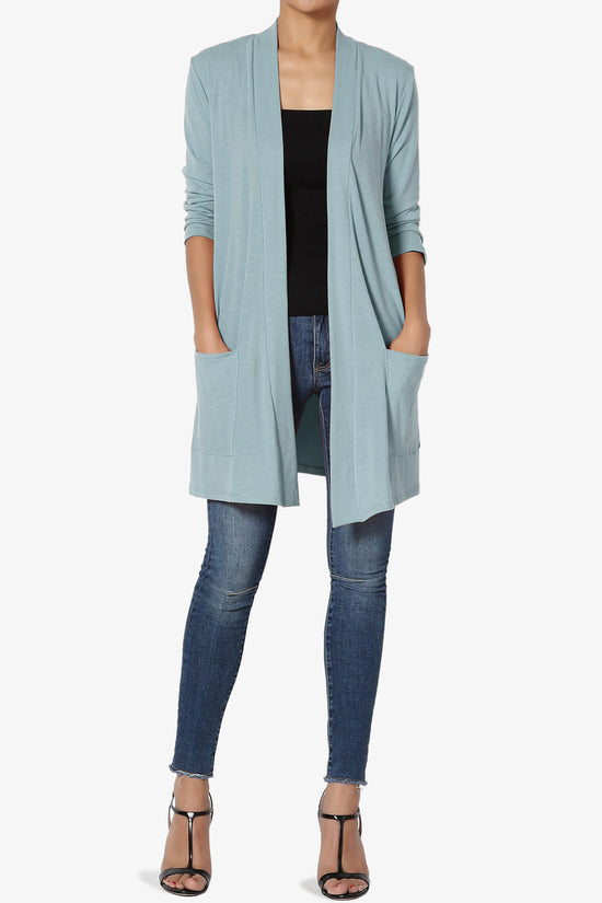 Daday Slouchy Pocket 3/4 Sleeve Cardigan DUSTY BLUE_6