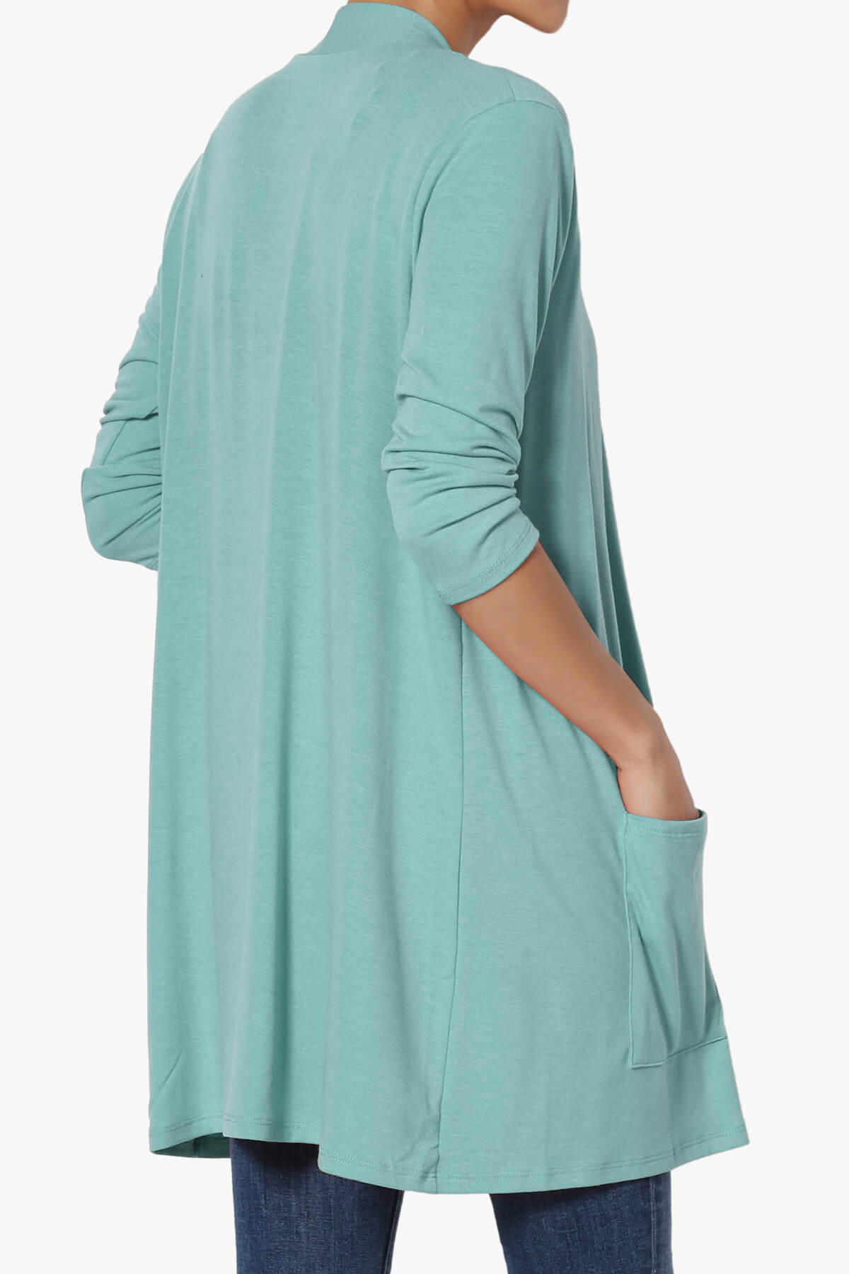 Daday Slouchy Pocket 3/4 Sleeve Cardigan DUSTY TEAL_4