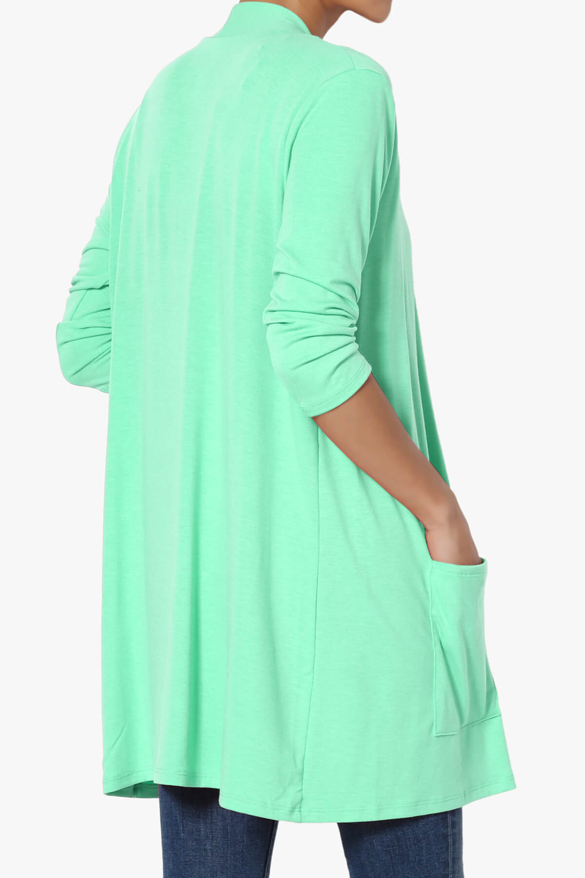 Daday Slouchy Pocket 3/4 Sleeve Cardigan GREEN MINT_4