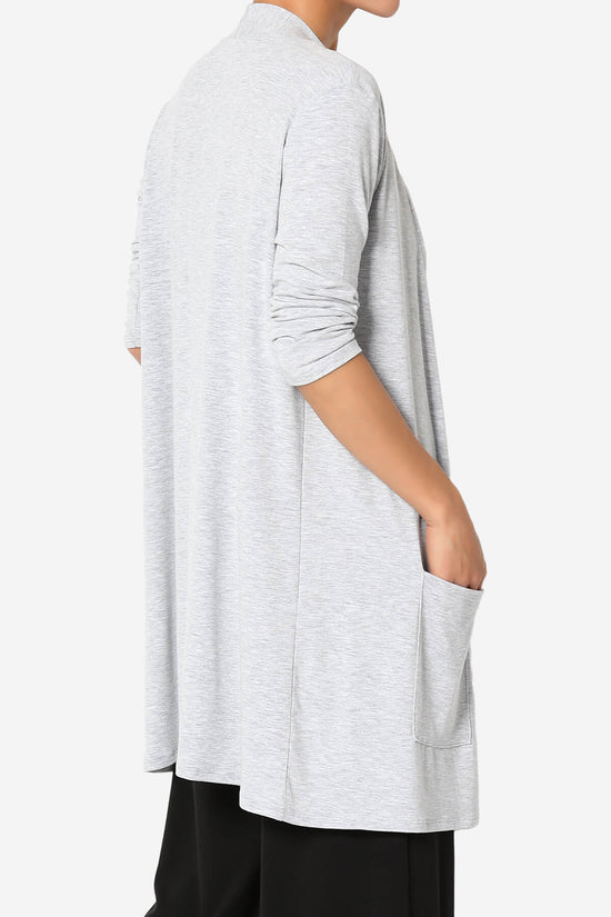 Daday Slouchy Pocket 3/4 Sleeve Cardigan HEATHER GREY_4