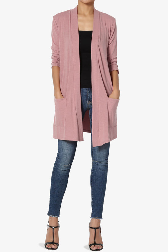 Daday Slouchy Pocket 3/4 Sleeve Cardigan LIGHT ROSE_6