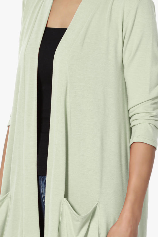 Daday Slouchy Pocket 3/4 Sleeve Cardigan LIGHT SAGE_5