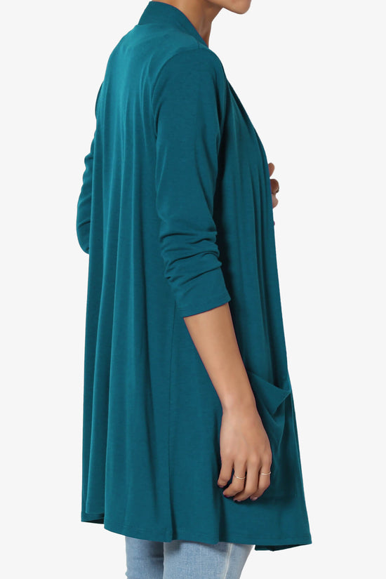 Daday Slouchy Pocket 3/4 Sleeve Cardigan TEAL_4