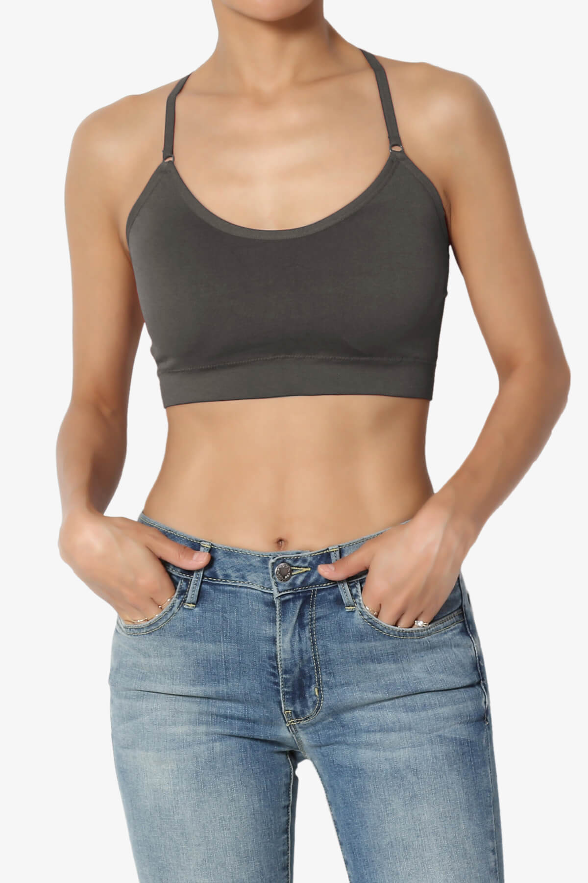 Dassie Padded Cross Back Bra Top ASH GREY_1