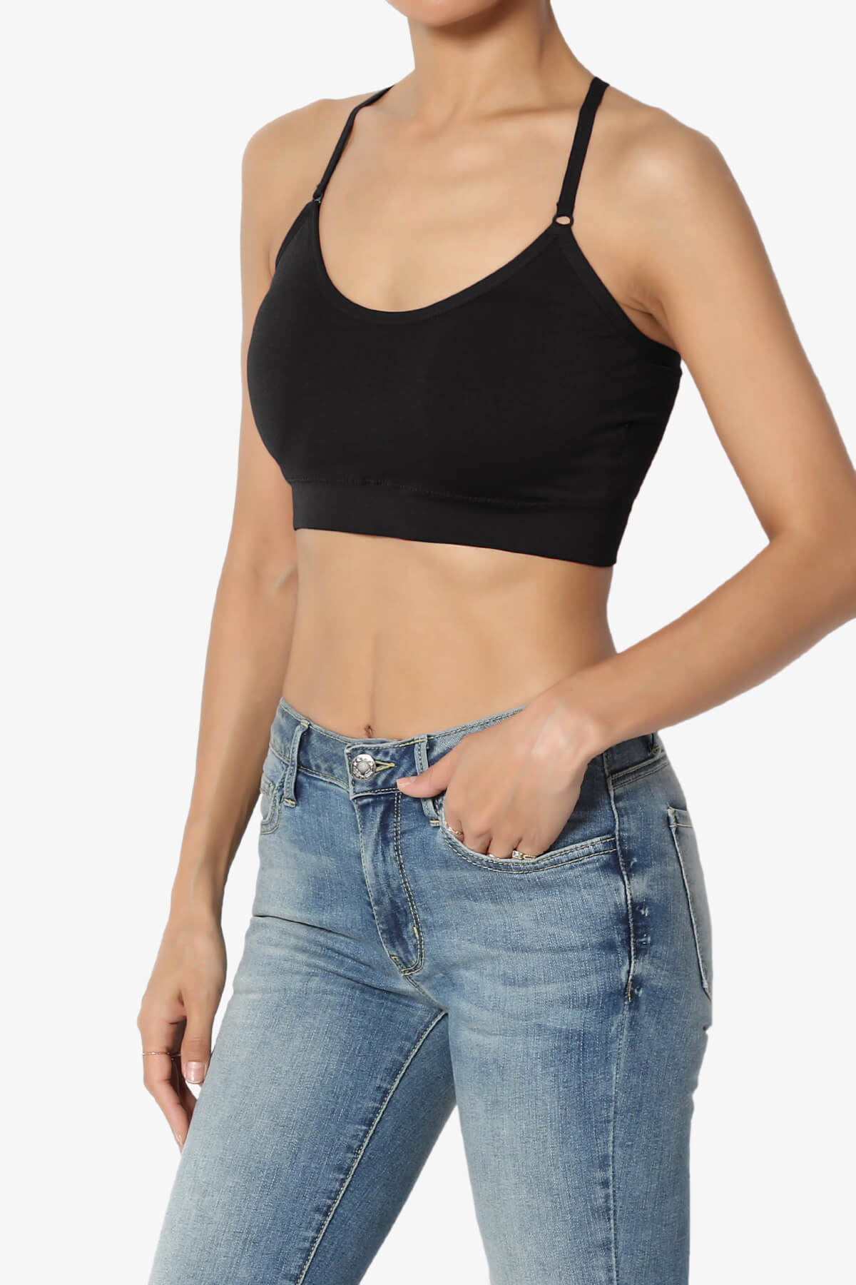 Dassie Padded Cross Back Bra Top BLACK_3