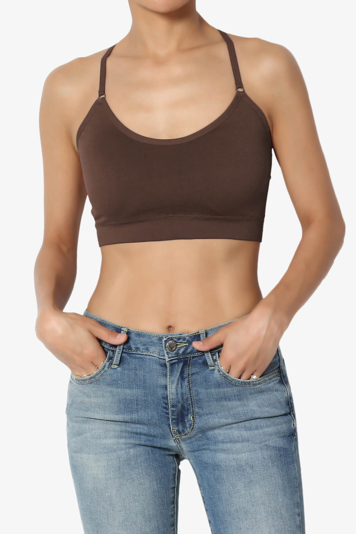 Dassie Padded Cross Back Bra Top BROWN_1