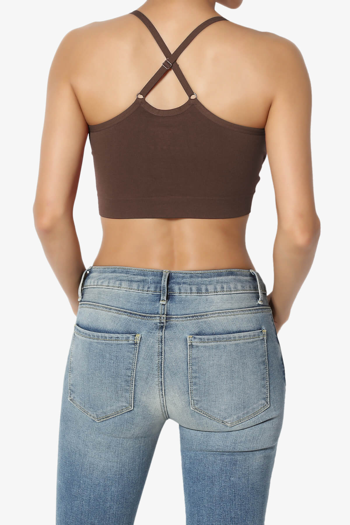Dassie Padded Cross Back Bra Top BROWN_2