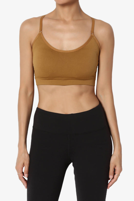 Dassie Padded Cross Back Bra Top COFFEE_1