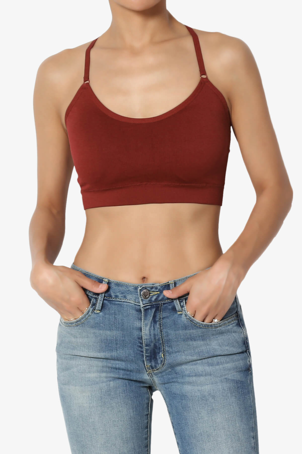 Dassie Padded Cross Back Bra Top DARK RUST_1