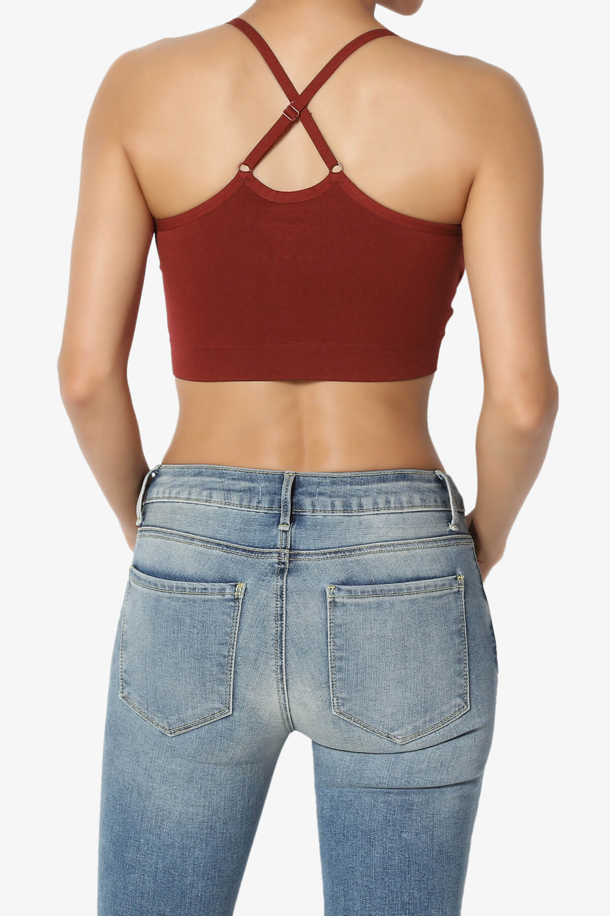 Dassie Padded Cross Back Bra Top DARK RUST_2