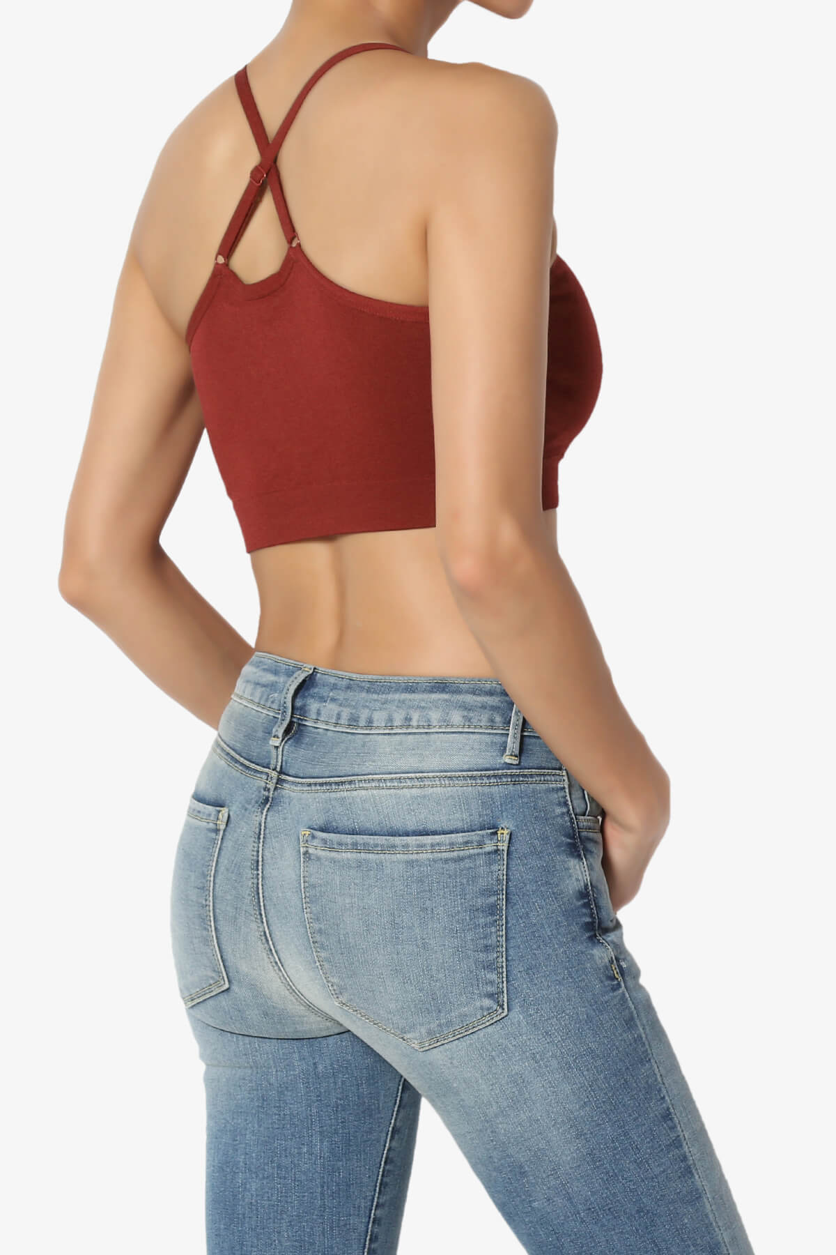 Dassie Padded Cross Back Bra Top DARK RUST_4