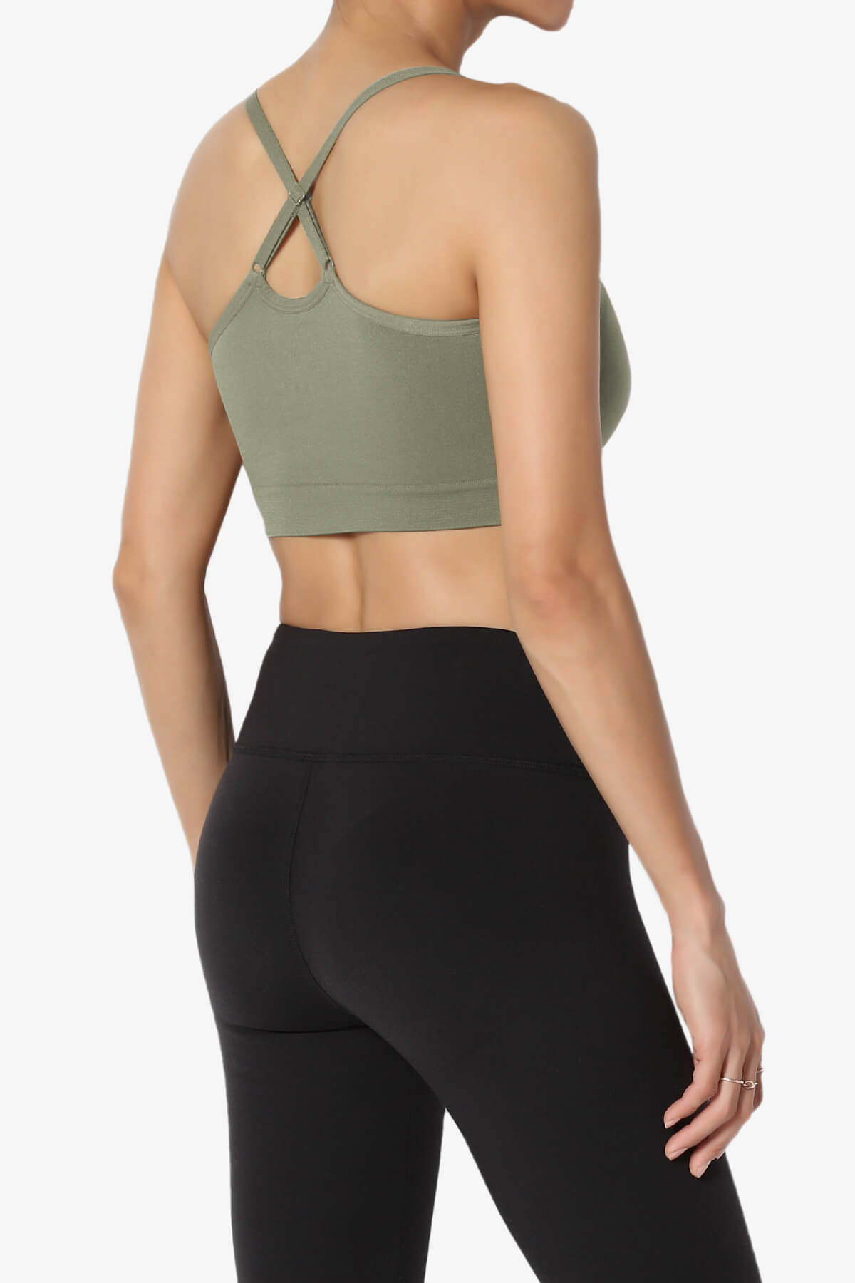 Dassie Padded Cross Back Bra Top DUSTY OLIVE_4