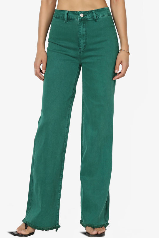 Davie Acid Wash Cutoff Hem Wide Leg Pants