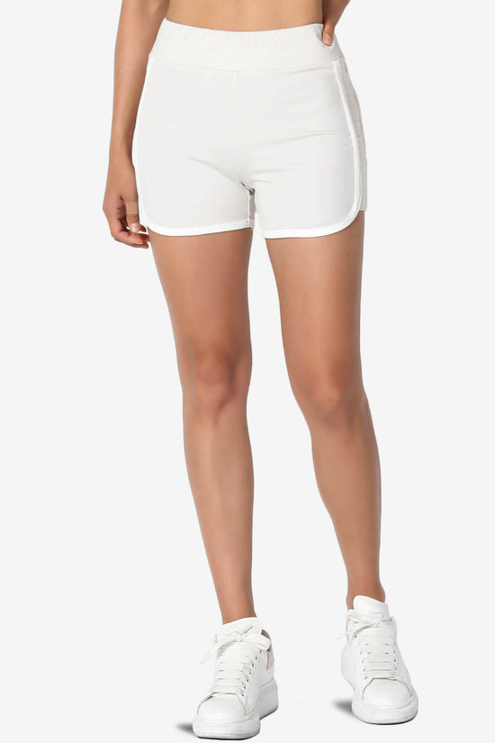 Dovie Athletic Contrast Trim Dolphin Shorts BONE_1