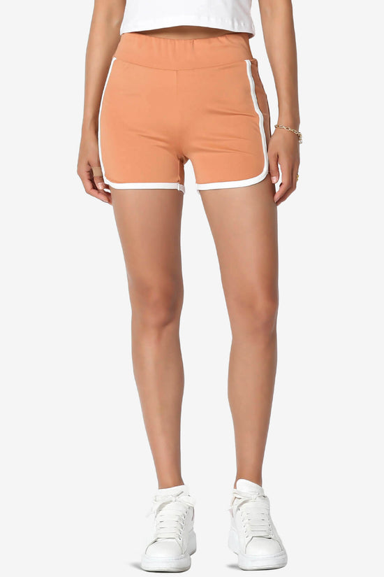 Dovie Athletic Contrast Trim Dolphin Shorts BUTTER ORANGE_1