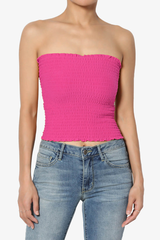 Faleece Smocked Crop Tube Top