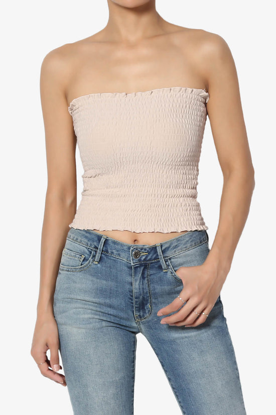 Faleece Smocked Crop Tube Top DUSTY BLUSH_1