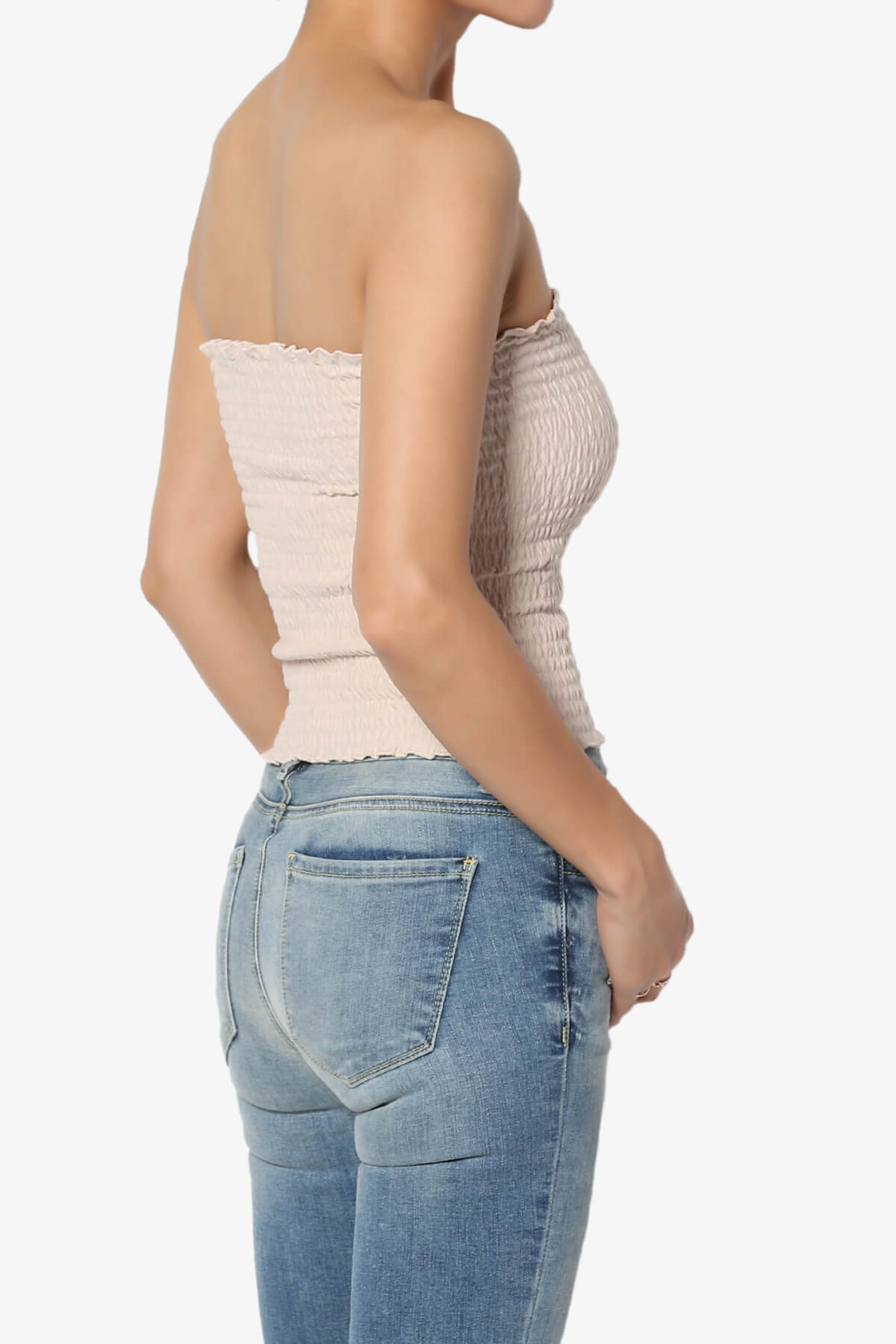 Faleece Smocked Crop Tube Top DUSTY BLUSH_4