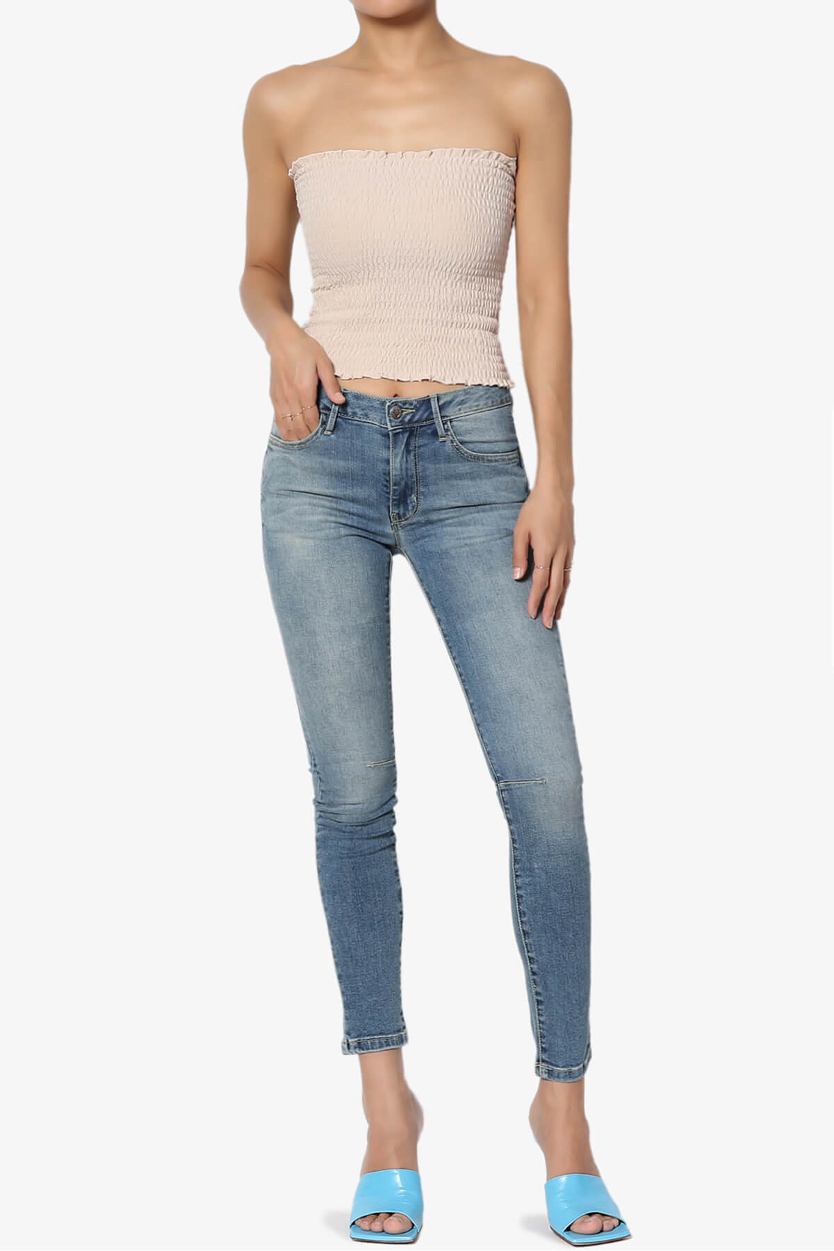 Faleece Smocked Crop Tube Top DUSTY BLUSH_6