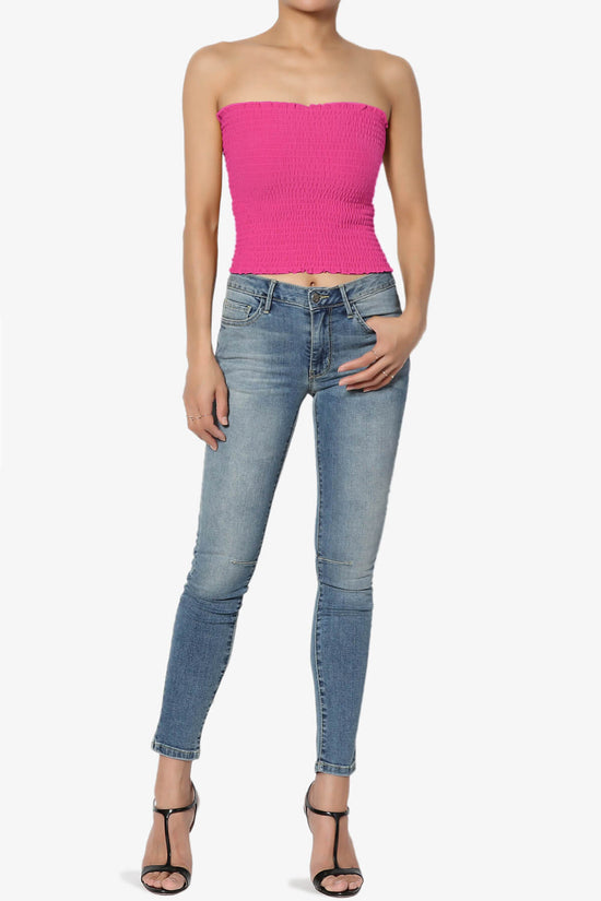 Faleece Smocked Crop Tube Top